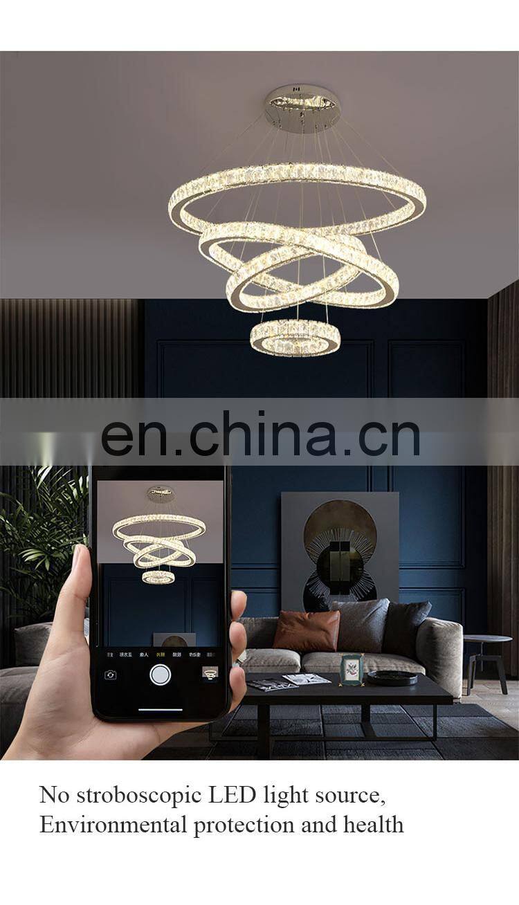 LED Round Crystal Circle Chandelier LUXURY Ring lamp Pendant Lights For living room Hotel Restaurant Hanging lights