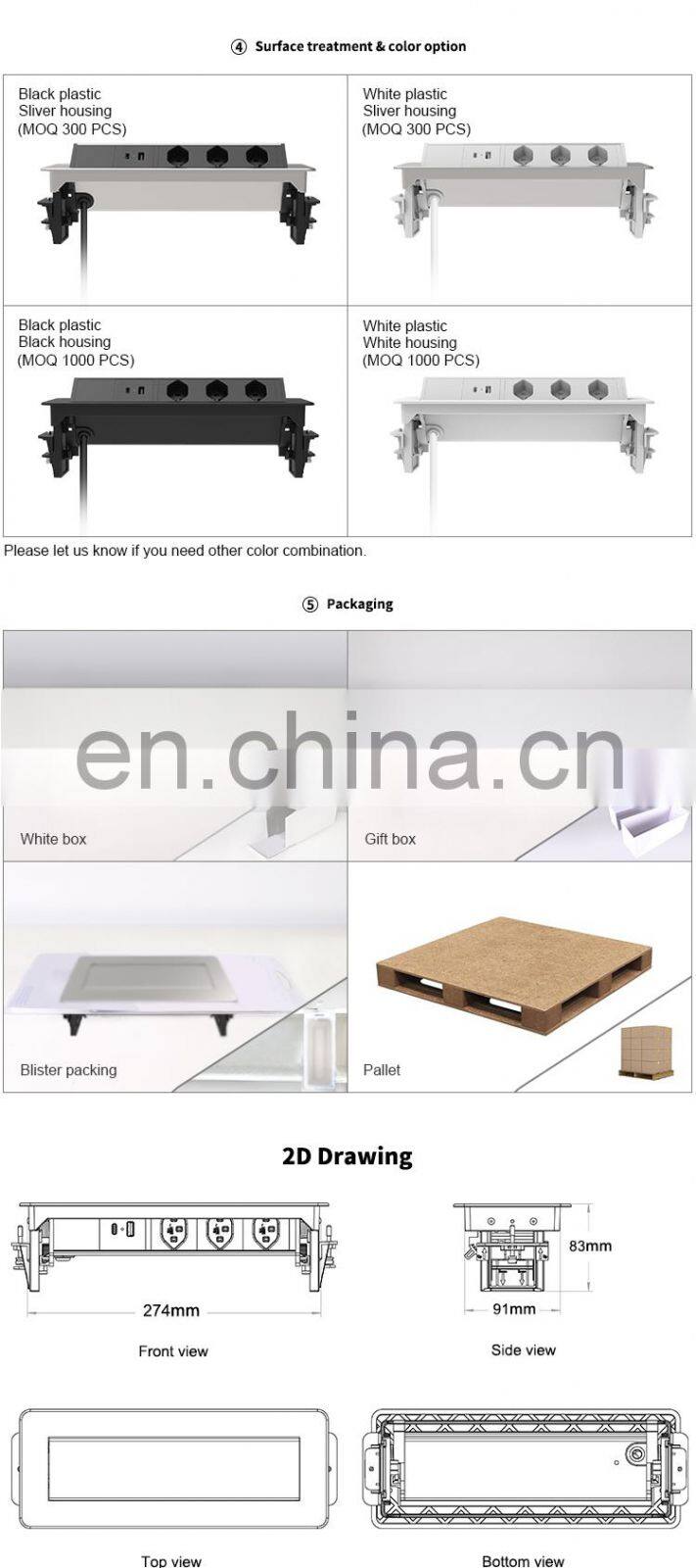 Stainless steel surface socket box with Swiss socket and USB charger