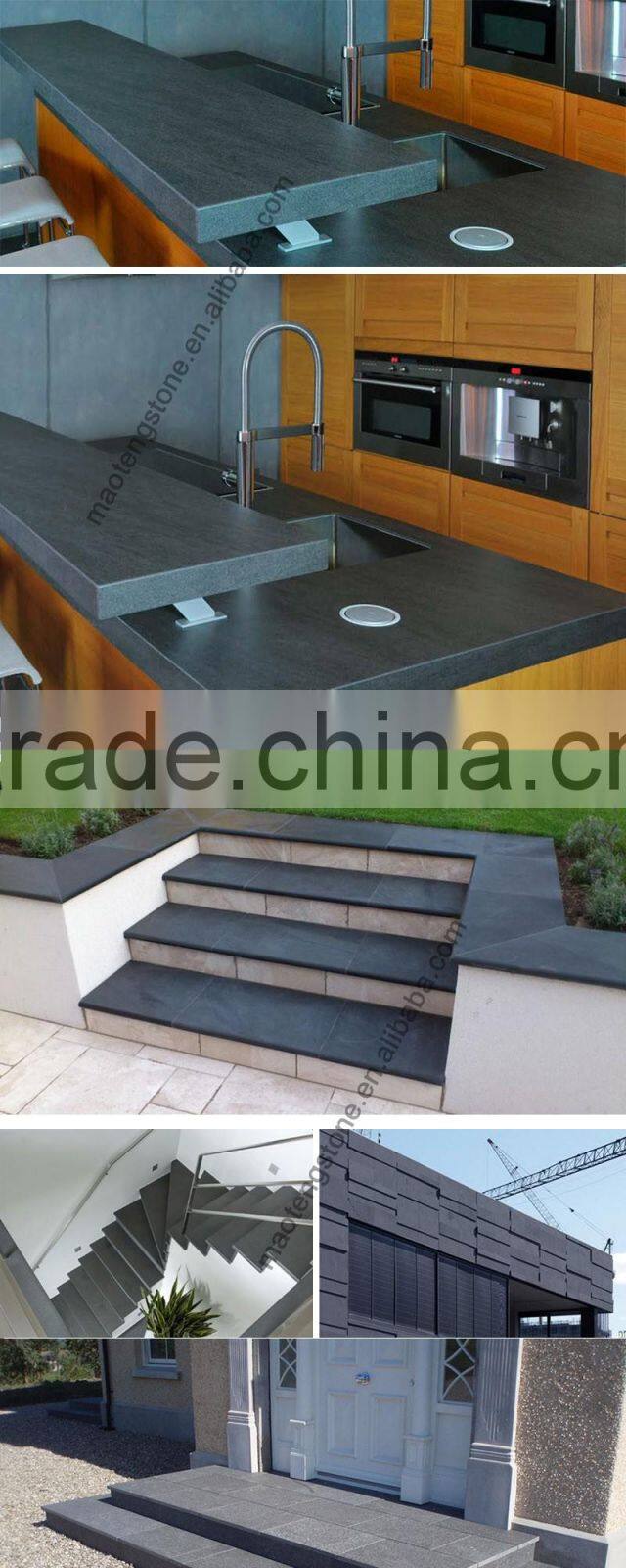 Honed Andesite Basalt Stone Tiles, China Black Basalt
