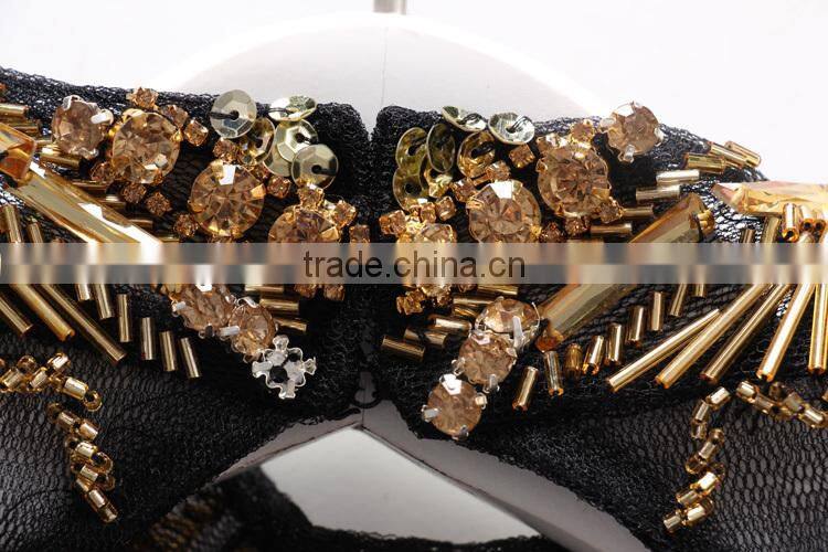 Factory price new arrival ladies diamond black 100% handmade ladies mini skirt haute couture evening dresses