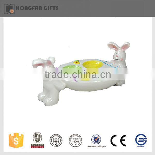 hot sell funny bunny stand ceramic easter egg holder