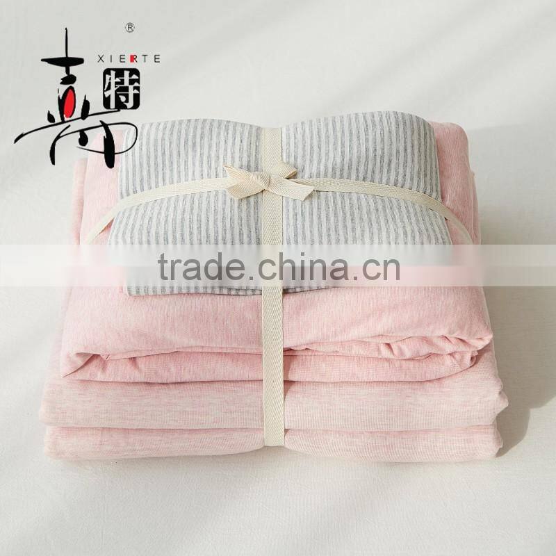Spinning Knitted Striped 4pcs Bedding Sets/Cotton Striped 4pcs Bedding Sets