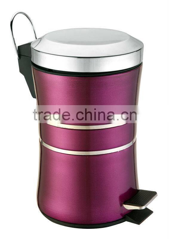 Stainless Steel with Transparent Color Paint Dustbin