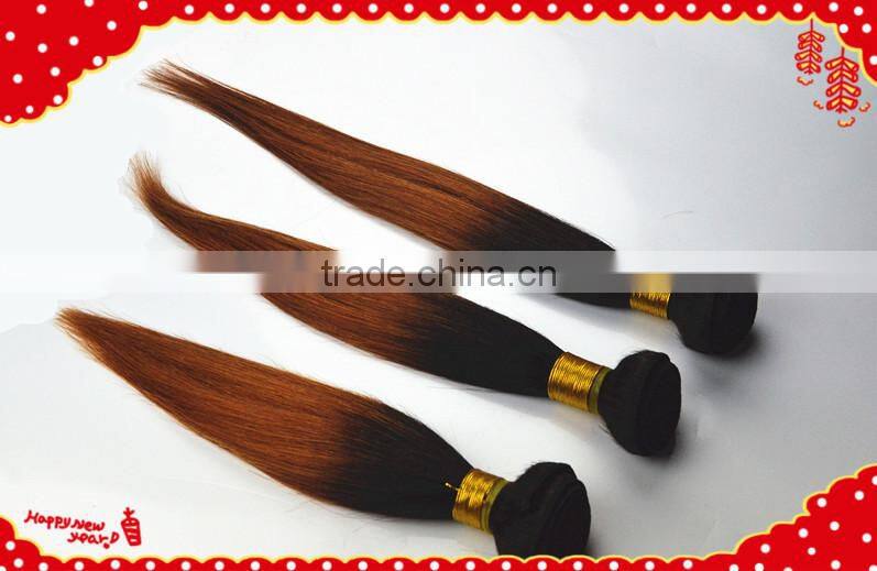 2013 Top quality brazilian cheap ombre hair extension , two tone ombre remy hair