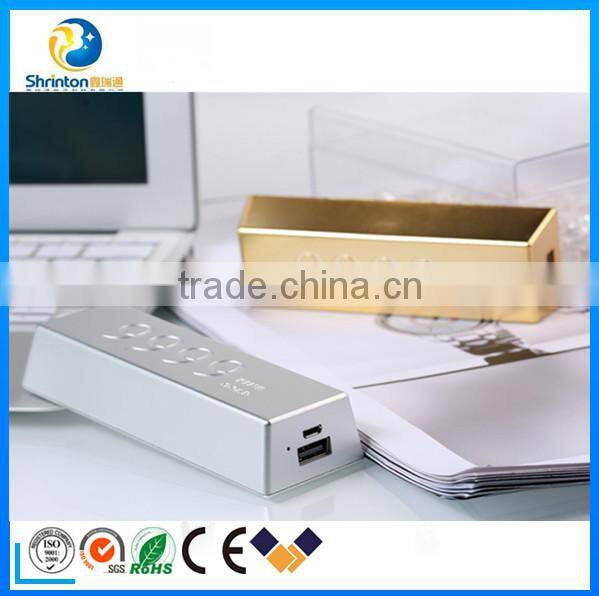 factory directly offer gold bar portable power bank 10000mah with smart shape