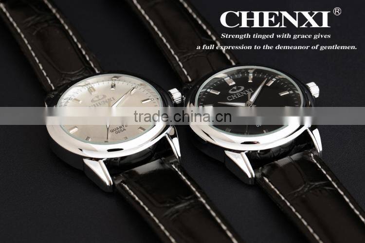 China CHENXI leather watch 005AML,Genuine cow leather or PU leather watch for Customized your logo