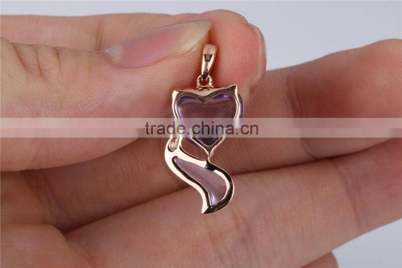 OEM amethyst heart pedant rose gold necklace jewelry 2016