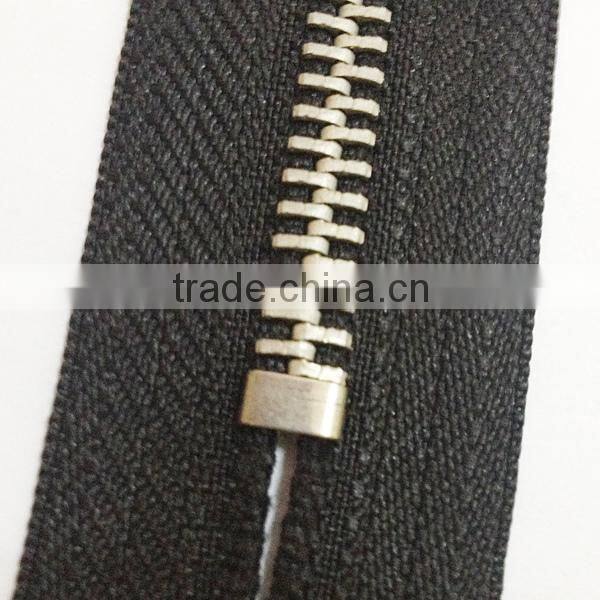 bronze zipper with nickel brass teeth