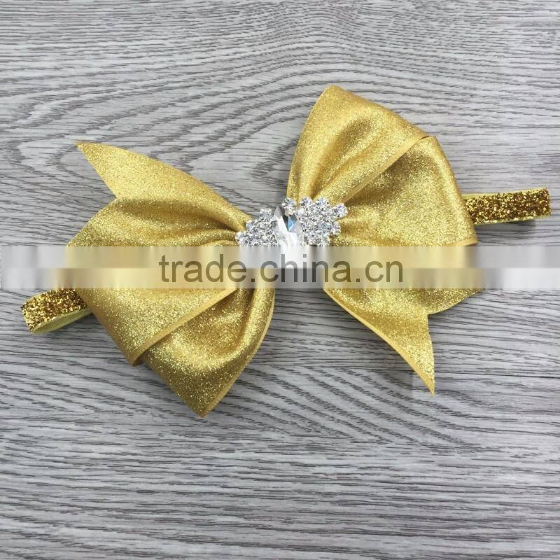 Wholesale sequins hair bow elastic baby headband girls accessories