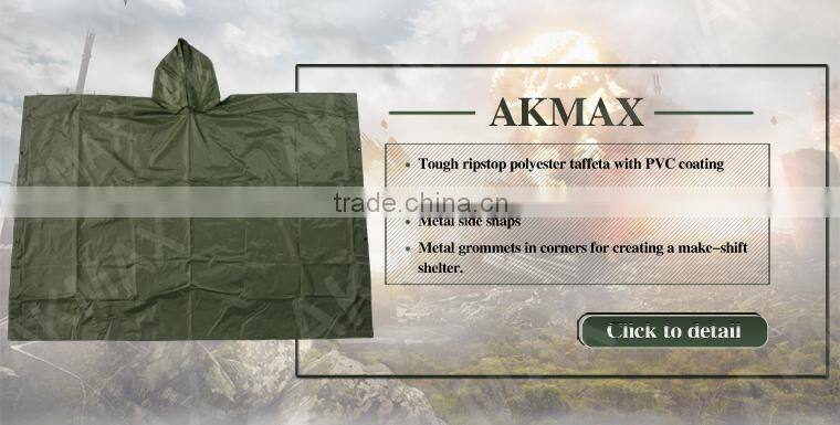 Outdoor Olive Green Military Raincoat Police Rain Poncho With Tents Purpose