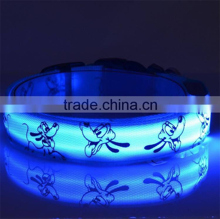 Cute Cartoon Dog LED Nylon Pet Dog Cat Collar Night Safety LED Light-up Flashing Glow in the Dark Lighted Dog Collars
