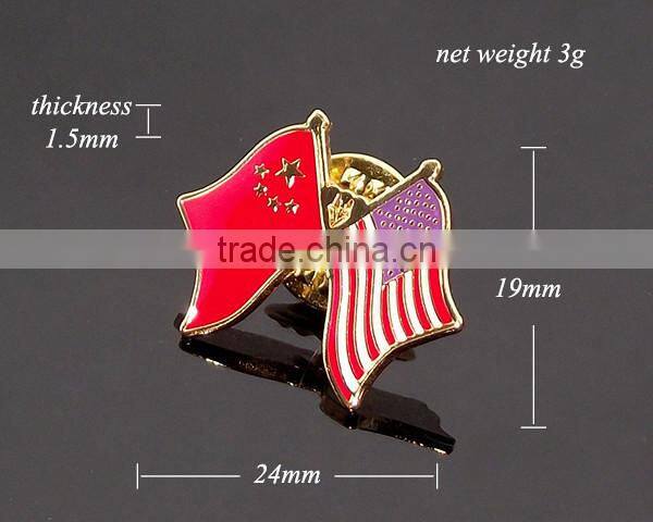 Acrylic Plastic Box Packing China And The United States National Flags Customized Enamel Metal Pin Badge