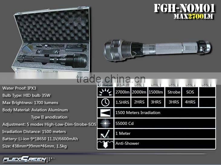 rechargeable 18650 battery 35W HID flashlight