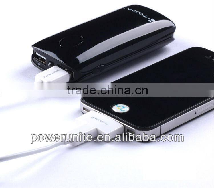 mopoer 5200mah mobile phone power bank with A grade battery cells for 4/4S/5