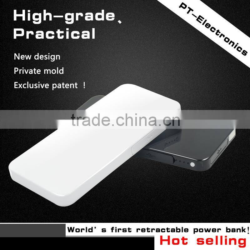 Original PengTeng-K82 3500mAh Capacity Retractable Power Bank Ultrathin Portable External Battery Backup Charger for traveling