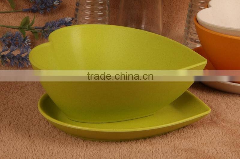 Heart Style Eco-friendly Bamboo fiber Salad Bowl 6 set