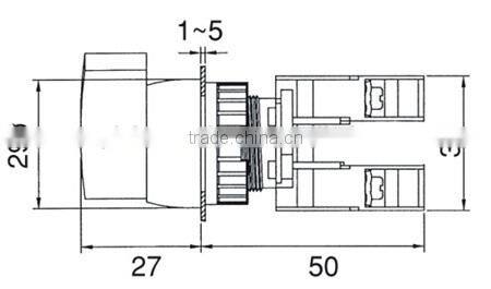 22mm IP65 Waterproof 2 Position Spring Return Long Lever Selector Switch (GLRS222)