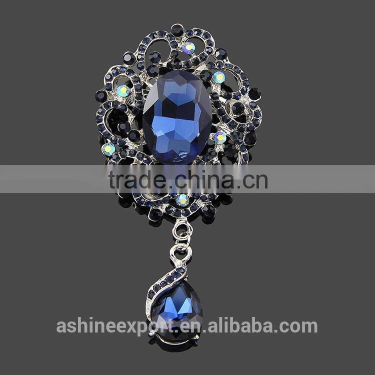Retro elegant bulk crystal rhinestone brooch/handmade crystal rhinestone brooch