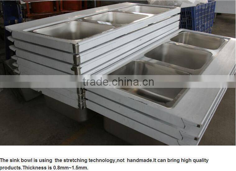 Industrial commercial SUS 304 stainless steel kitchen sink cabinet triple bowls laundry sink cabinet for hotel restaurant wash