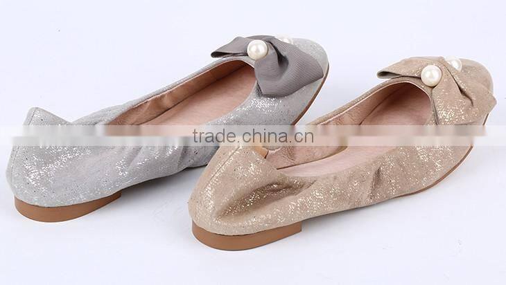 2016 fashion private label glitter suede leather women ballerinas shoes