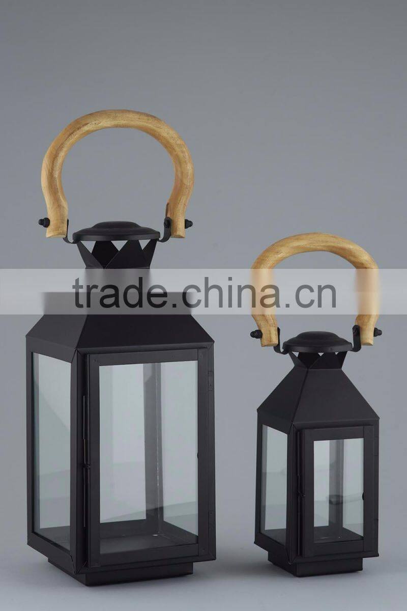 Black Lantern With Wood Handle Collection 2016 for Home, Wedding & Christmas Decoration