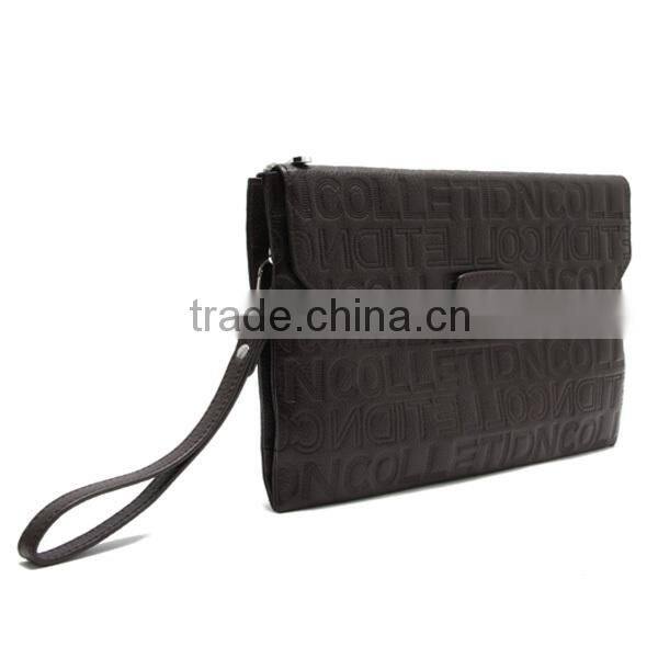 Letters pattern leather men clutch purse bags and wallets for business