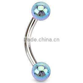 Funky Blue Metallic Splash Curved Eyebrow Bar