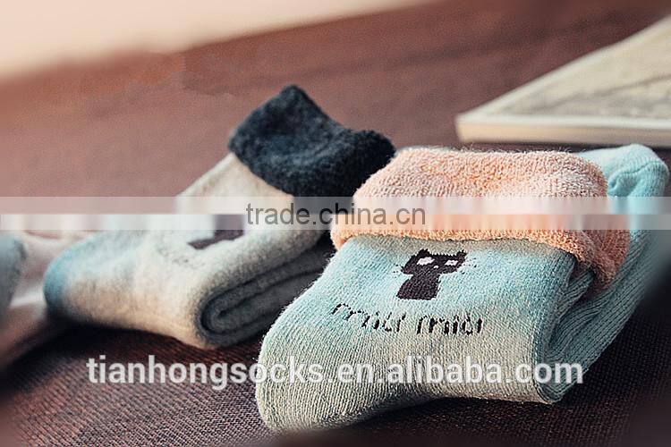 Winter keep warm fashion thickening cartoon terry sock for girls and women