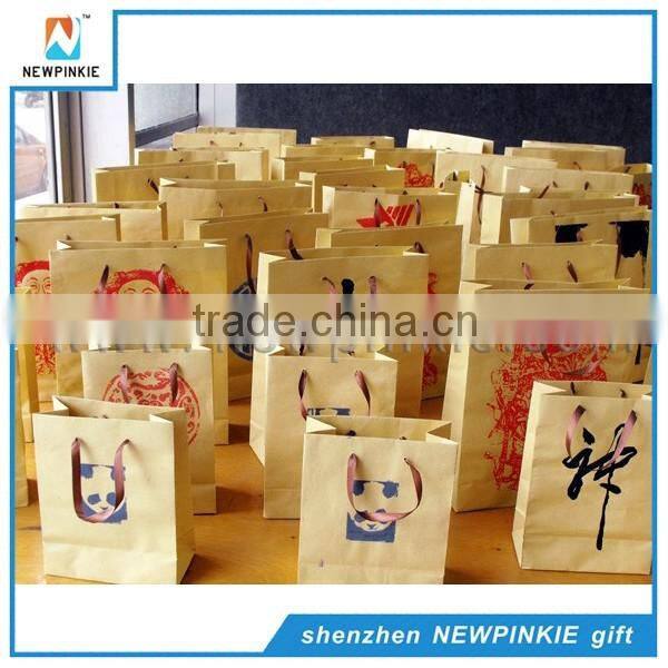 2016 New Fancy Recyclable Custom Logo Printed Kraft recycle paper bag