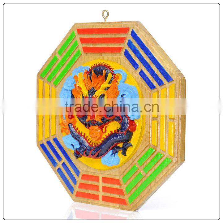 Fengshui Ba Gua Mirrors,peach wooden lion design bagua Mirror