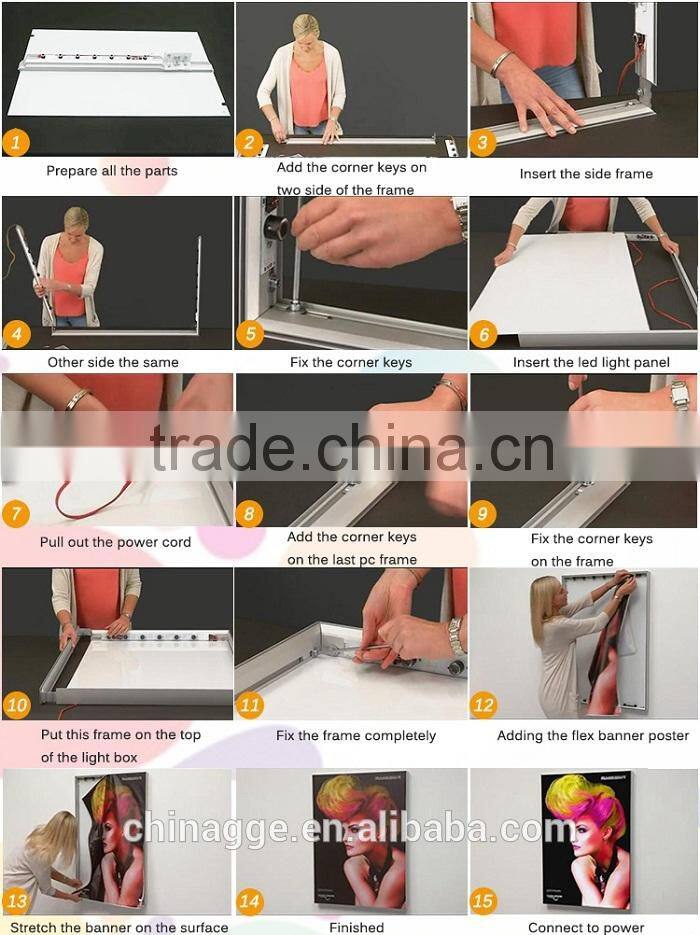 Advertising light boxes aluminium frame slim LED light box