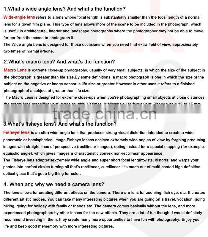 universal clip wide angle ¯o lens for iphone6 /6 plus