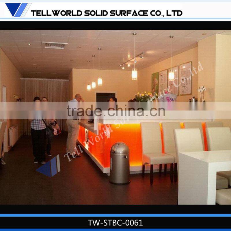 2014 modern luxury beauty artificial marble LED bar counter design for sale