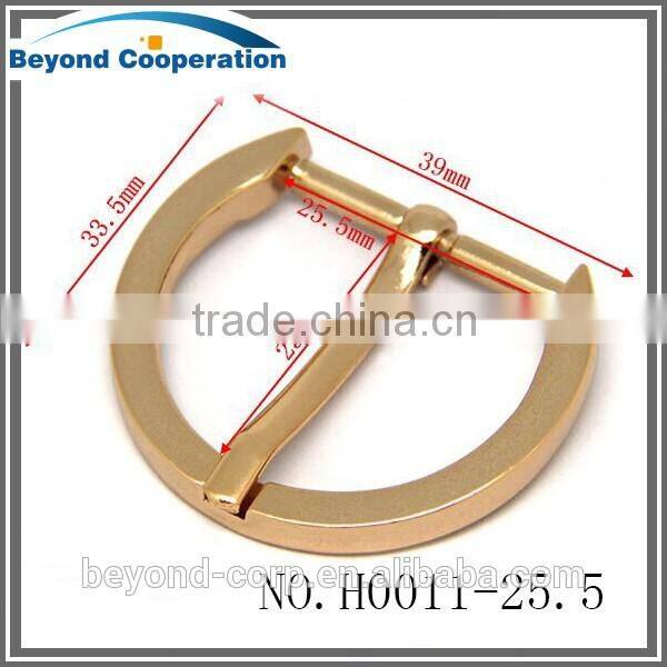 25.5 mm D buckle for bag curved pin buckle shiny gold plated durable iron prong zinc buckle