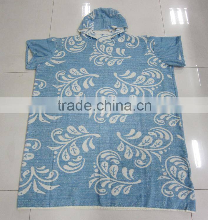 Custom design woven jacquard bathrobe towel adult poncho towel in 2 colors