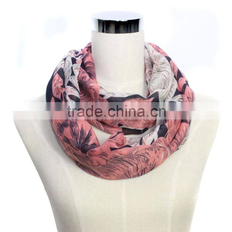 floral printing cute popular polyester viscose infinity scarf