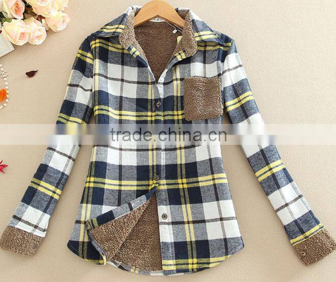 woman' s shirt warm fleece lambswool shirt printed long sleeve t shirt