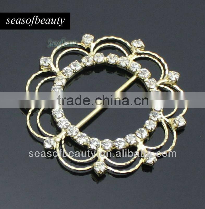 Wholesale Fashion Gold Rhinestone Ribbon Buckle for Wedding Decoration