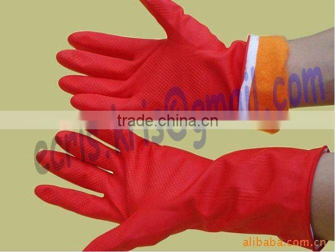 2012 hot sale red household clean latex glove with long cuff