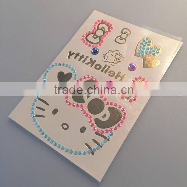 Custom flash body water transfer rhinestone gold tattoo clothes crystal metallic cartoon tattoo stickers