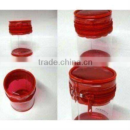 Cylinder pvc zipper bag for toilet articles