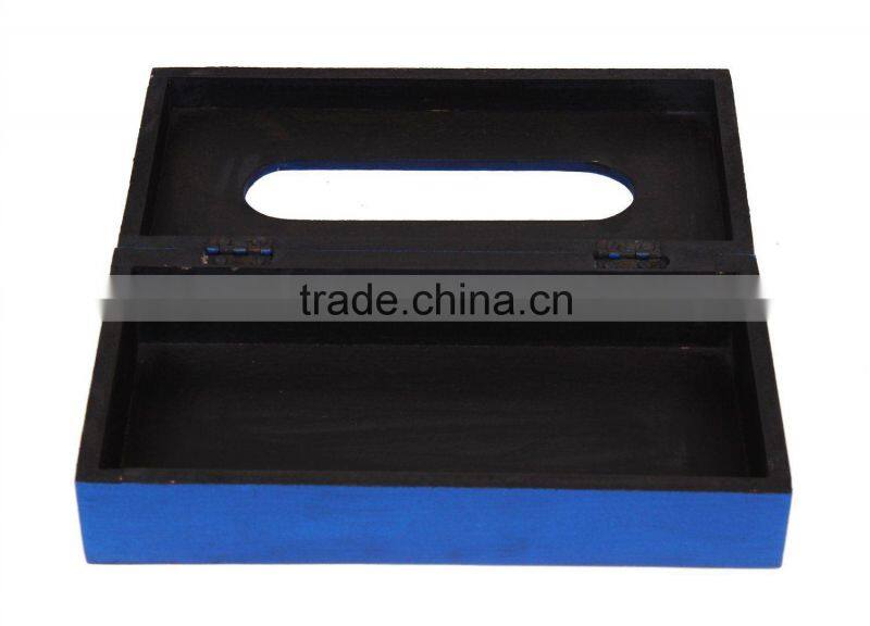 Book Simple Rectangle blue facial tissue box,wooden box