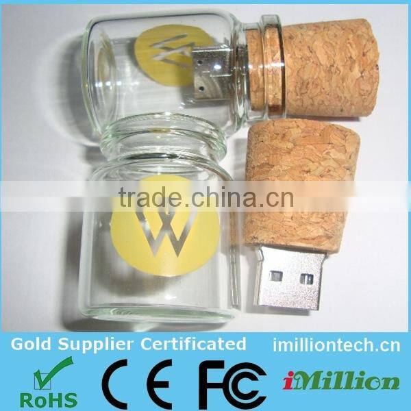 new products 2014 glass bottle usb 2.0 4gb 8gb 16gb