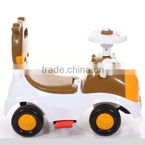 Hot sales CE approved children swing car,4 wheels cartoon cow children tricycle bicycle toys baby swing car with music