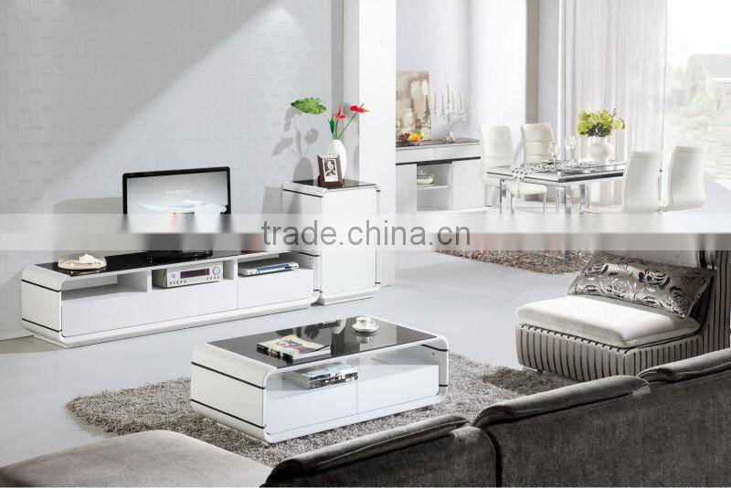 high glossy wooden living room furniture set