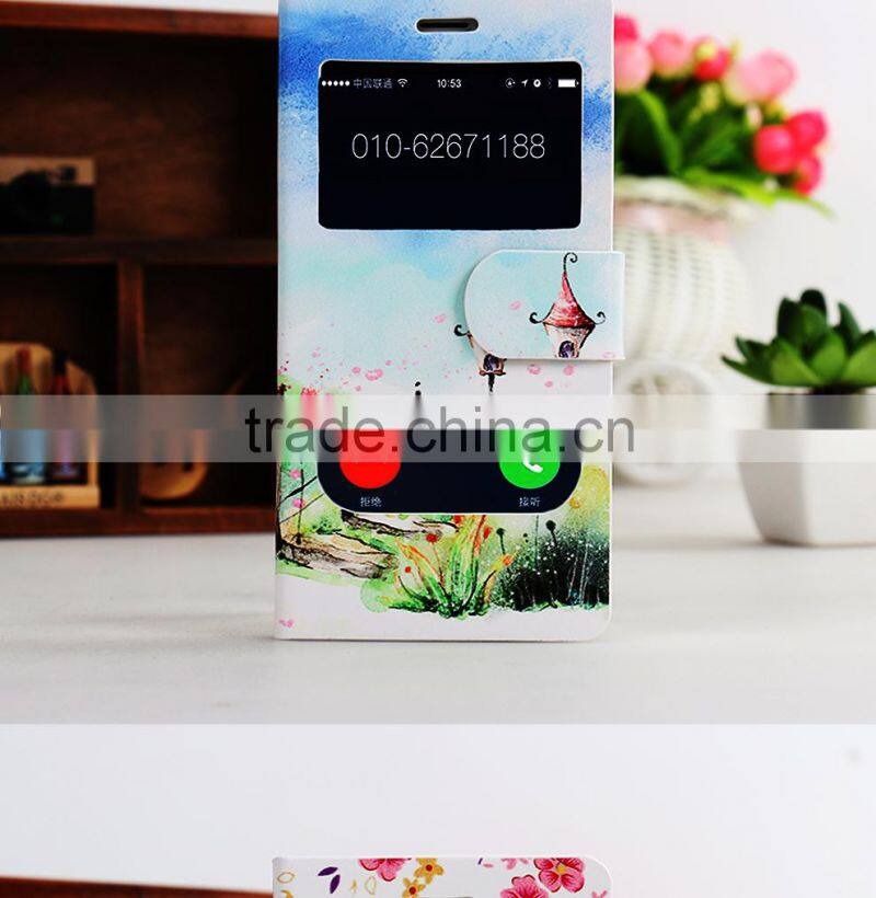 2015 high quality flower flip leather case cover for LG L20