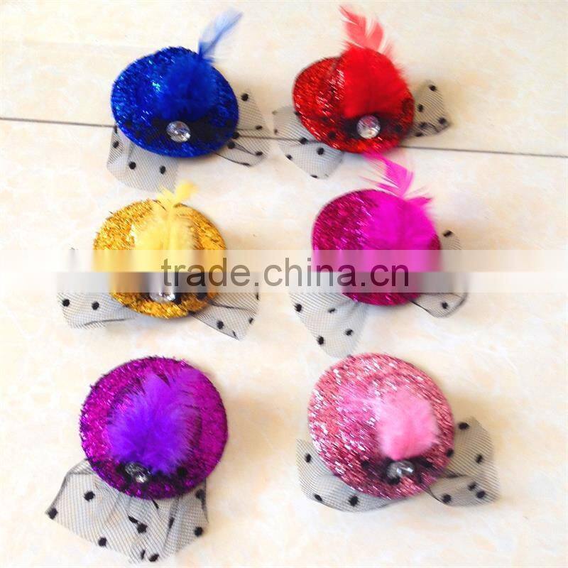 Wholesale cheap baby girl hair decoration mini top hat clip
