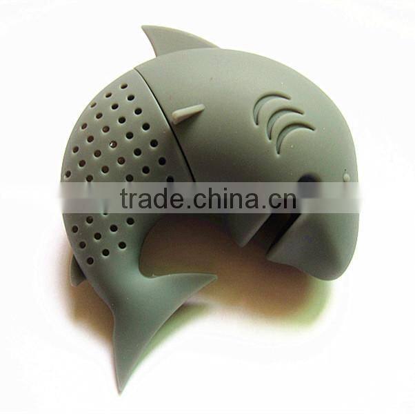BPA free FDA approved food grade sharky manatee Mr.tea leaf shape unique loose silicone tea infuser wholesale