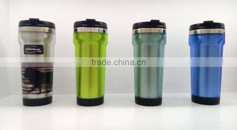 2016 Newly Design Premium 18/8 Stainless Steel Car Travel Mugs Coffee Mug With Screw Top & Bottom