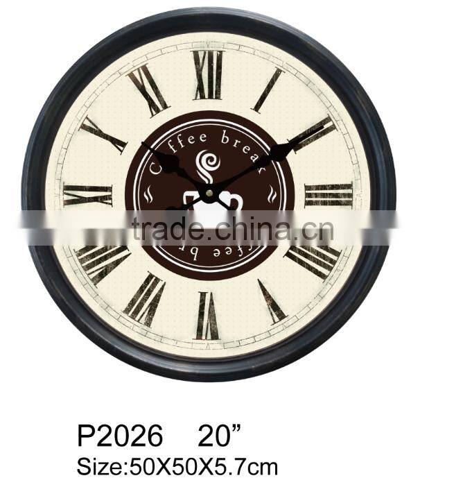Coffee time office style plastic large 20 inch wall clock